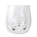 lachineuse - Tasse Chat Maneki Neko Blanc - Verre Double Paroi - Contenance 220 ml - Tasse Café, Thé, Chocolat Chaud, Cappuccino - Mug Déco Japonaise - Idée Cadeau Japon Asie