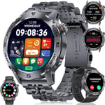 Montre Connectée Pour Hommes Avec 3 Bracelet, 500mah Longue Durée Batterie, 1,43 Pouce Écran Fréquence Cardiaque 100 Modes Sportifs 5atm Imperméable Android Ios Smartwatch Men