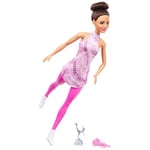 Barbie Poupée Métier Patineuse Artistique avec Tenue Rose Amovible, Cheveux Bruns en Chignon, Patins À Glace Et Trophée Argenté Inclus, Jouet Enfant, A Partir De 3 Ans, HRG37