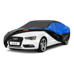 GUNHYI Bâche Voiture Exterieur Respirante et Étanche pour Tous Temps, Housse Voiture Protection Anti-UV Contre, la Poussière, la Pluie, Universelle pour Berline/Coupé (470-490 cm) 3XL Noir et Bleu