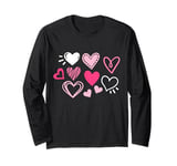 Cute Happy Valentines Day Cute Love Heart Pattern Women Kids Long Sleeve T-Shirt