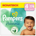 Pampers Harmonie storlek 4, 9-14 kg, månadslåda (1x174 blöjor)