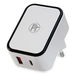 FeinTech NLG00800 Chargeur USB-C Power Delivery et USB QC 3.0 avec 2 Ports pour Téléphone Portable
