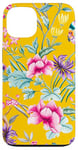 Coque pour iPhone 13 Chinoiserie jaune florale avec accents papillon