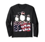 Floss Like A Boss American Flag Funny Penguin 4th of July Long Sleeve T-Shirt