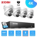 ZOSI 4K POE CCTV System 8MP Camera ColorVu 2 Way Audio Home Security 8CH NVR 2TB