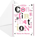 Confirmation Card with Foil Detail and White Envelope - Pink C