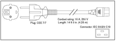 Cisco strømkabel - IEC 60320 C19 til power CEE 7/7 - 4.3 m