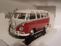 VOLKSWAGEN VW Samba, RED /White, Metal Model.  Cararama  1/43 Scale Camper