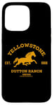 Coque pour iPhone 15 Pro Max Yellowstone Dutton Ranch Est. 1886 Running Horse Brown Logo