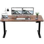 TRIUMPHKEY 160x70cm Bureau Assis Debout Assiette entière,Bureau Ordinateur,Bureau Hauteur Réglable Electrique,Table Assis Debout Bureau sans épissure Marron