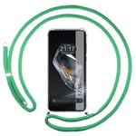 Tumundosmartphone Étui pendentif transparent pour OnePlus 12 5G avec cordon vert d'eau