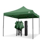 Tout nouveau pavillon ouvrant instantané ultra-résistant, entièrement imperméable, revêtu de PVC de qualité supérieure 3x3m Avec housse de transport ultra-résistante GRATUITE + 4 sacs de sable faisant usage de poids En Vert