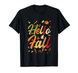 Hello Fall Autumn Colors Leaves Pumpkins Fall Vibes Season T-Shirt