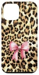 iPhone 12 mini Leopard Cheetah Pattern With Light Pink Bow Coquette Girl Case