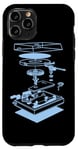 Coque pour iPhone 11 Pro Plateau tournant de musique avec diagramme de schéma DJ