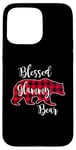 Coque pour iPhone 15 Pro Max Blessed Glammy Bear Red Buffalo Check Plaid Cadeau pour grand-mère