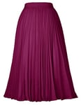 Jupe Femme Plissée Mi-Longue Trapèze Chic Jupe Trapèze Swing Taille Elastique L cl2473-29/Violet foncé