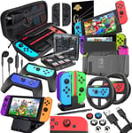 18 In 1 Nintendo Switch Accessoire-Etui De Protection Avec Protection D'ecran, Support De Jeu, Coque De Commutateur, Capuchon De Manette, Poignee Et Volant,Protection Chargeur Pour Joy-Con Manette