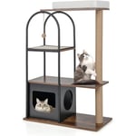 Costway - Arbre à Chat avec Cadre en Métal, Tour à Chat de 118 cm avec Condo en Bois, Centre d'Activités pour Chaton avec Griffoir en Jute Et Boule