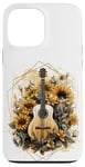 Coque pour iPhone 13 Pro Max Guitare acoustique Tournesol Musique Femmes Graphic