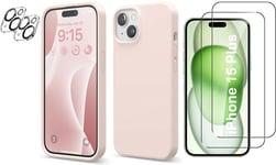 Coque Silicone Rose + Verres Trempes et Protections Camera Arriere X2 Pour iPhon