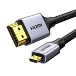 UGREEN Micro HDMI to HDMI Cable 4K 1440P@144Hz Standard Micro HDMI Type D Adapter ARC HDR UHD Lead Compatible with Raspberry Pi 5 4 400 Hero 7 6 Black Camera DSLR LaptopPS4 PS5 TV Portable Monitor(1M)