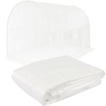 Bâche de Rechange pour Serre de Jardin Tunnel 6m², Plastique 135g/m², 3x2x2 m Blanc, Fermeture Éclair, Porte, 6 Fenêtres, Film de Remplacement