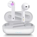 Wireless Headphones, Aoslen Bluetooth Headphones In Ear 5.0 Wireless Earbuds Touch Control Wireless earphones with Microphone/Power Display Charging Case for IOS Android Samsung Huawei HTC White