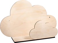 Rayher 62975505 Etagère murale enfant, nuage, bois naturel FSC MixCred, 1 Kit, 35X21X10cm, décoration, chambre d’enfant