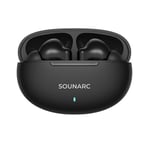 Langaton SOUNARC Q1 Bluetooth 5.3 -kuuloke, 28 tunnin soittoaika, nopea automaattinen pariliitos, tärisevä basso, selkeä puhelu, älykäs kosketusohjaus