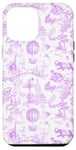 Coque pour iPhone 15 Plus Preppy Chinoiserie en toile Mauve avec léopard, singe, palmiers