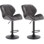 Woltu - Lot de 2 Tabouret de Bar réglable en Hauteur Chaise Haute pour Bar avec Dossier siège rembouré en Velours Pied en métal, Gris foncé