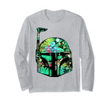 Star Wars Boba Fett Tropical Neon Helmet Portrait Long Sleeve T-Shirt