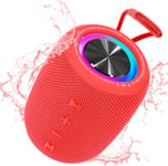 Enceinte Bluetooth Portable, Haut-Parleur BT5.3 sans Fil 20W Bluetooth Speaker Basses Riches 16H avec Lumière LED, Supporte Radio FM, TF, USB, AUX pour Maison, Cyclisme, Extérieur, Voyages, Douche