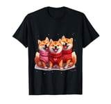 Cute Valentine Shiba Inu Dogs Hearts Love Pink Red Puppy Dog T-Shirt