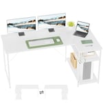 TRIUMPHKEY Bureau d'angle 160×80×75cm Table de Bureau,Bureau Ordinateur,Interchangeable Gauche-Droite,Blanc