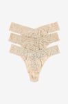 Hanky Panky - Stringtrosor Signature Lace Original Rise Thong 3-pack - Beige