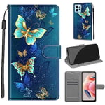 Tveinan Coque pour Xiaomi Redmi Note 12 4G Housse, Etui à Rabat en Cuir PU Étui Portefeuille de Protection Fonction Stand Porte Carte Case Cover avec Motif pour Redmi Note 12 4G - Papillon Vert