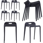 Vidaxl - Tabourets empilables lot de 4 noir plastique - tabouret - tabourets - Home & Living - Noir