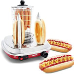 Salco Hot Dog Maker - Cuiseur vapeur de style rétro - 450 W - Avec contrôle thermique - Brochettes chauffantes pour 2 petits pains - Capacité du cylindre pour 8 saucisses - Boîtier en métal, cylindre