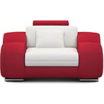 Fauteuil cuir relax design blanc et rouge oslo