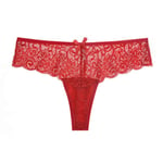 YUHOOE Women's Briefs Knickers,Sexy Lace Panties G-String Bow Underwear T-Back Transparent Thong Ladies Charming Temptation Soft Breathable Lingerie Floral Underpants (Red),S(Waist60,68cm)