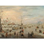 Artery8 Hendrick Avercamp Enjoying The Ice Skating Painting Art Print Canvas Premium Wall Decor Poster Mural