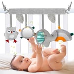 Aolso Baby Pram Toys, Baby Sensory Toys Crib Toys, Clip on Cot Activity Crib Toy for Baby with Mirror, Sensory Stroller Travel Toys for Newborn Toddler Boys Girls 0 3 6 9 12 Month (Elephant)