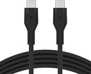 Belkin BoostCharge Flex câble USB-C vers USB-C en silicone, certifié USB-IF, recharge Power Delivery, câble USB C pour iPhone 15, MacBook, iPad Pro, Samsung Galaxy S24, Google Pixel, etc, 1 m, noir