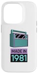 Coque pour iPhone 14 Pro Purple Turquoise Made in 1981 Vintage 80s Tape Deck