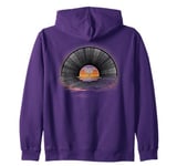 Retro Vintage Vinyl Sunset Reflection LP Vinyl Record Zip Hoodie