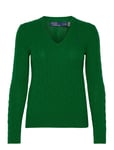 Cable-Knit Wool-Cashmere V-Neck Sweater Tops Knitwear Jumpers Green Polo Ralph Lauren