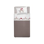 PENSIERI DELICATI Parure de lit 1 Place et Demi 100% Coton 120x200 avec Drap Inférieur, Drap supérieur et 1 Taie d'oreiller, Made in Italy, Chatons Beige Fantaisie